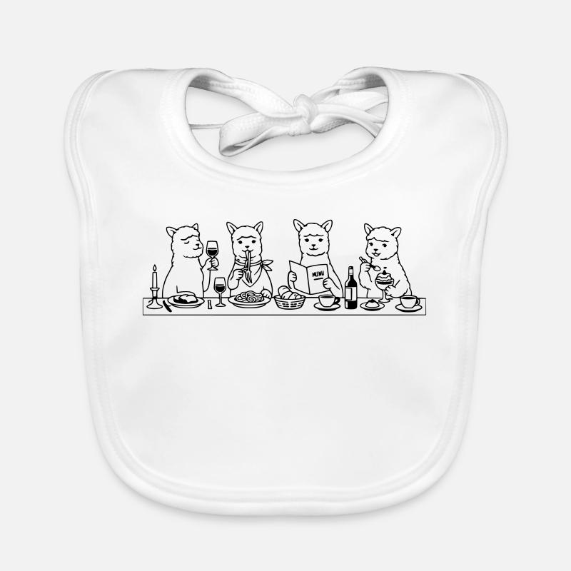 Dining Alpacas Line Art Organic Baby Bibs