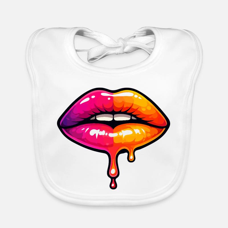 Dripping Neon Lips Organic Baby Bibs