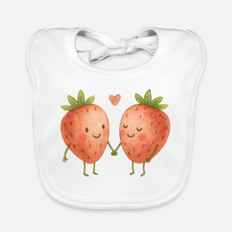 Kuschelige Erdbeeren Liebe Herz Pärchen Paar  Baby Bio-Lätzchen