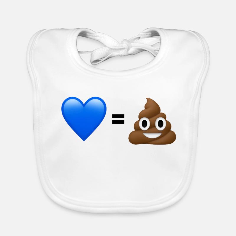 AfD ist Kacke - 💙 = 💩 (Bright Design) - Baby Bio-Lätzchen - Weiß