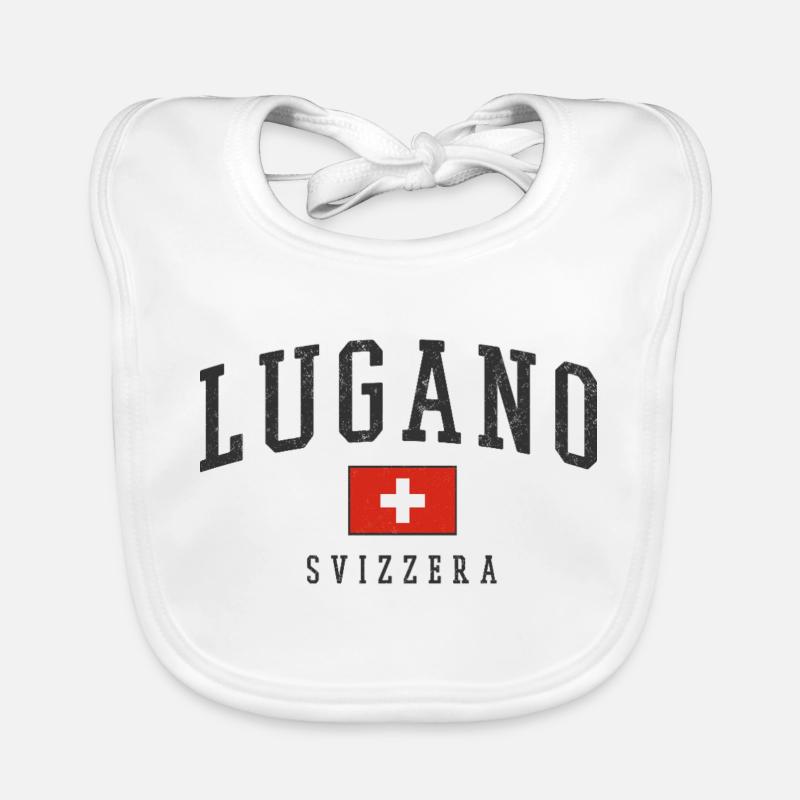 Emblème du drapeau suisse de Lugano Bavoir bio Bébé