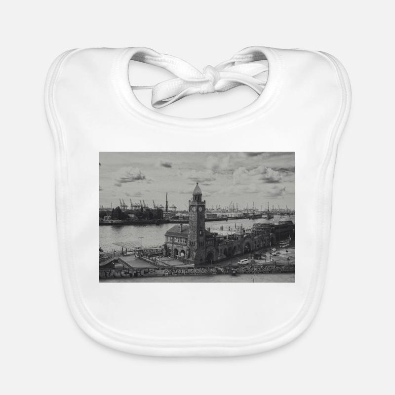 Hamburger Hafen Pegelturm retro Baby Bio-Lätzchen