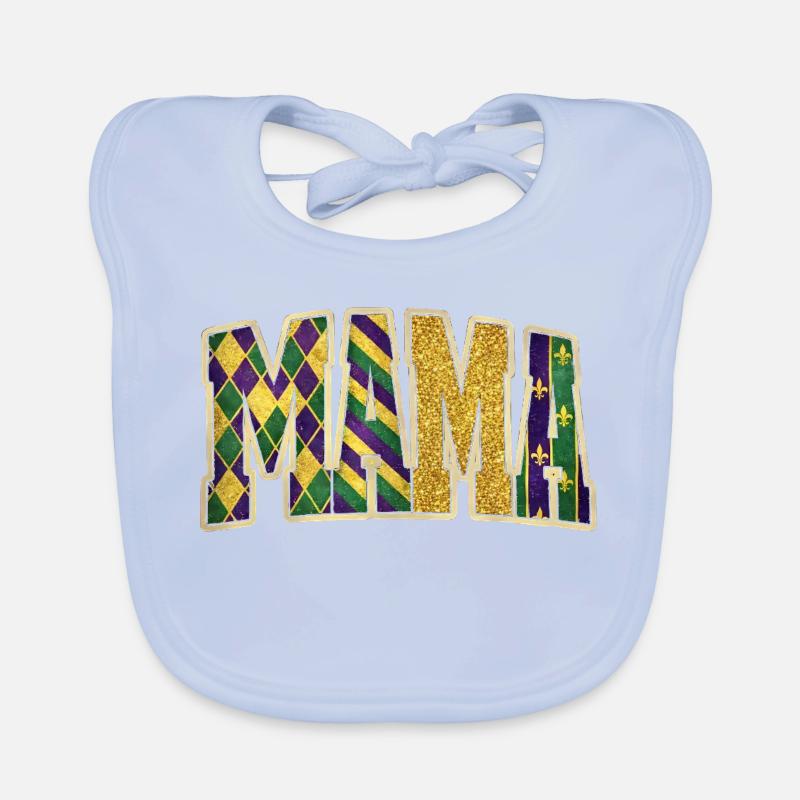 MAMA Mardi Gras Glitter Letters Organic Baby Bibs