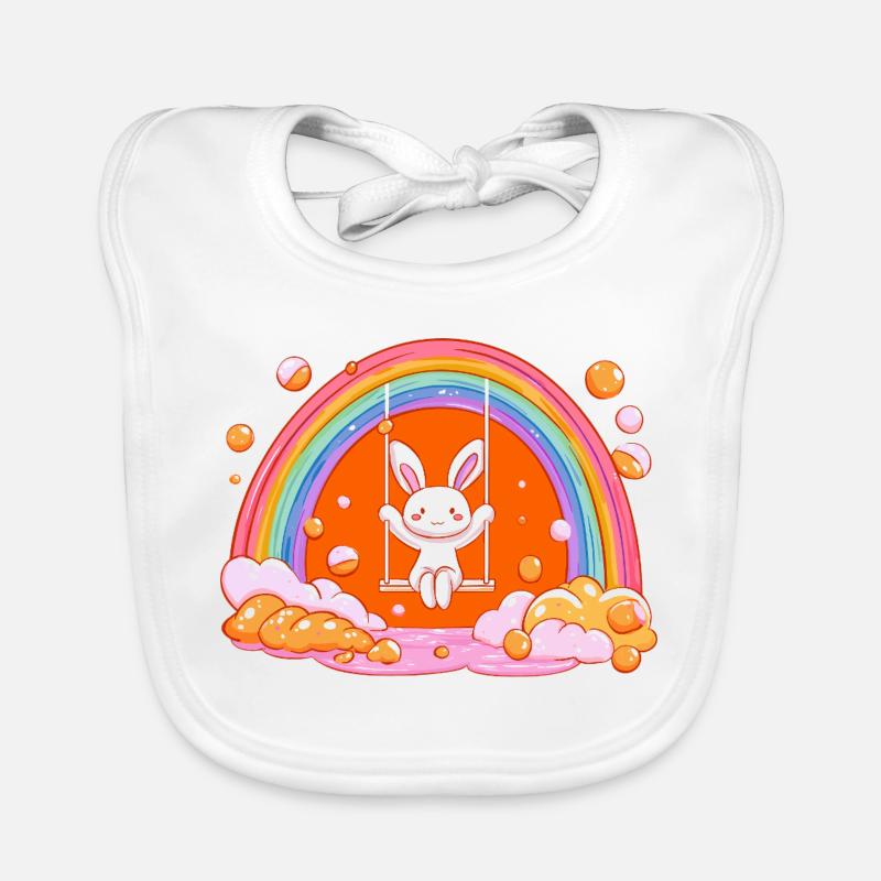 Kuschelbunny Regenbogen Schaukel Baby Bio-Lätzchen