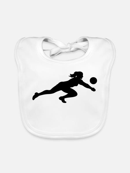 Volleyball Silhouette - Organic Baby Bibs - white - Front
