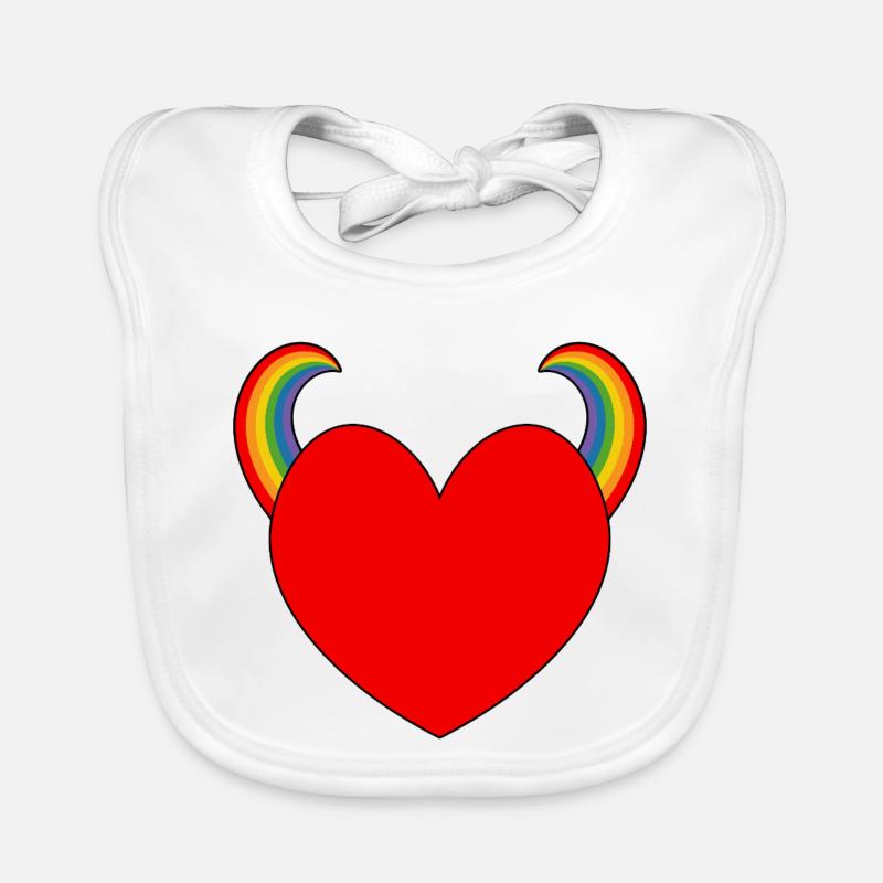 Rotes Herz mit Regenbogenhörnern Baby Bio-Lätzchen