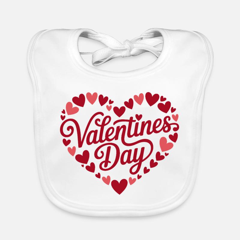 Valentine's Day Heart Font Pattern Organic Baby Bibs
