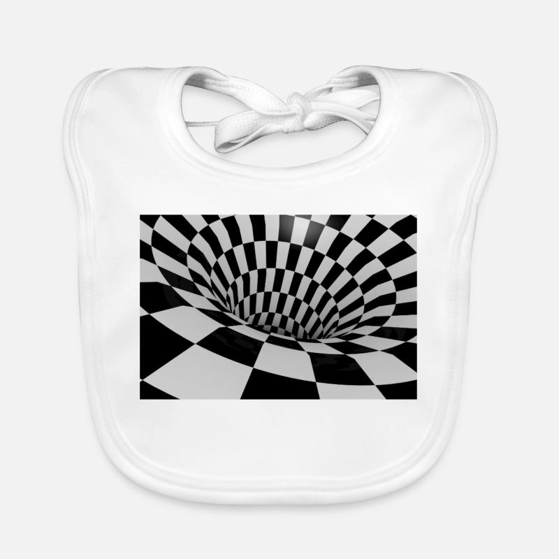 Black and White Tile Tunnel - Organic Baby Bibs - white