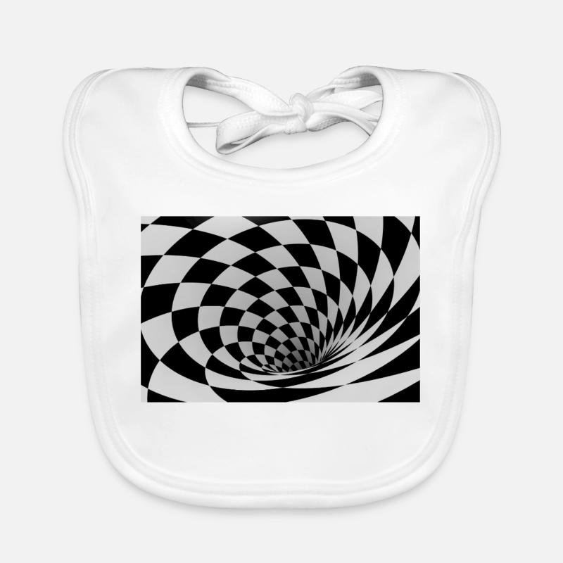 Hypnotische Schwarz-Weiß-Spirale - Baby Bio-Lätzchen - Weiß