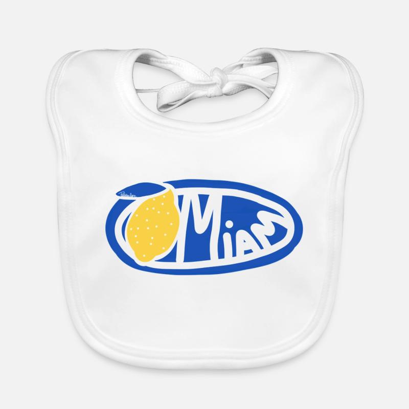 Lemon Yum Blue Retro Oval Logo Baby Bio-Lätzchen