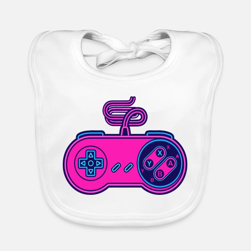 Retro-Pink-Neon-Controller Baby Bio-Lätzchen