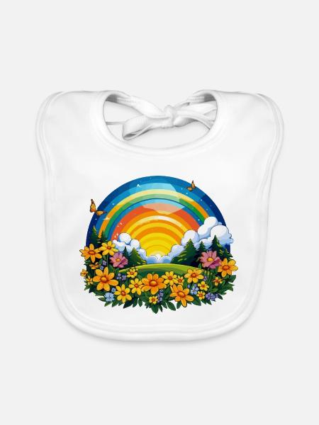 Blooming rainbow at sunrise - Organic Baby Bibs - white - Front