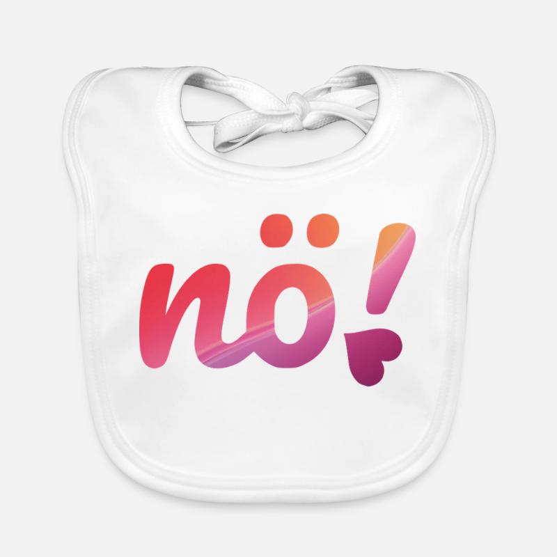 Non, dégradé néon rose & violet avec le slogan Non. Bavoir bio Bébé