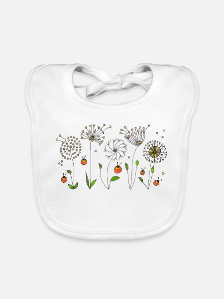 Blumen - Baby Bio-Lätzchen - Weiß - Vorne