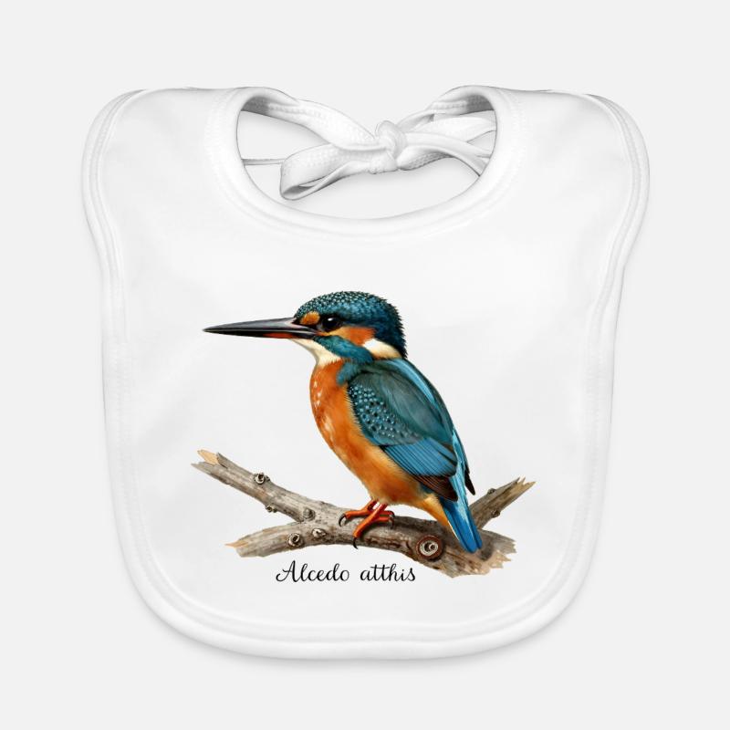 Colorful Kingfisher on Branch Organic Baby Bibs