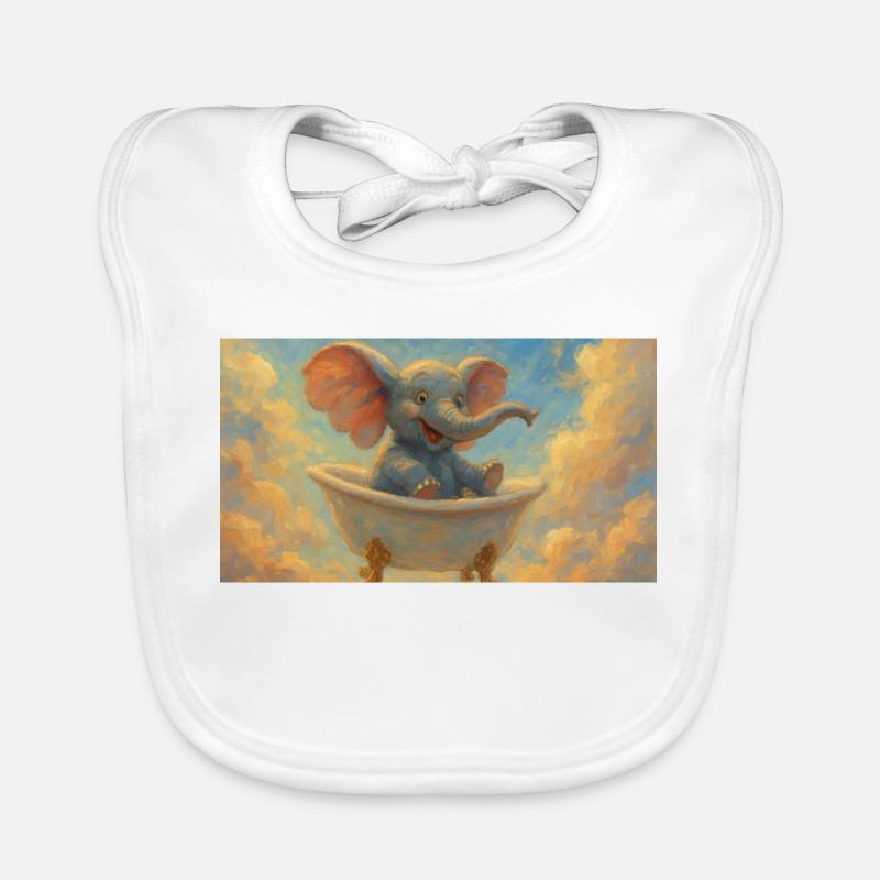 Elephant bath in the sky Organic Baby Bibs