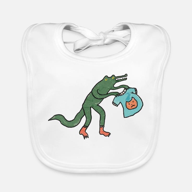 Kroko_mit_shirt - Baby Bio-Lätzchen - Weiß