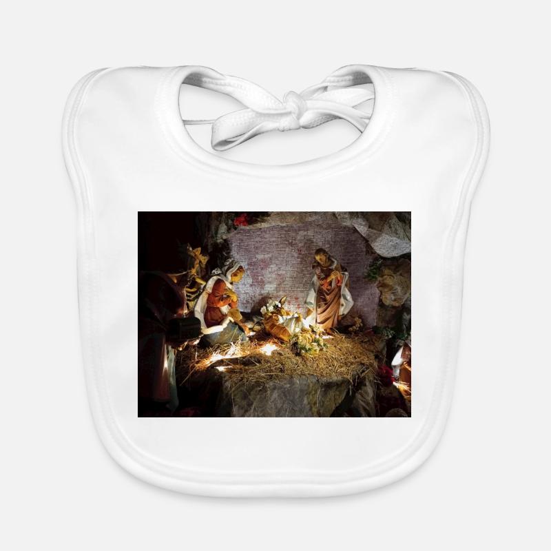 Illuminated Nativity Scene between Stones Organic Baby Bibs