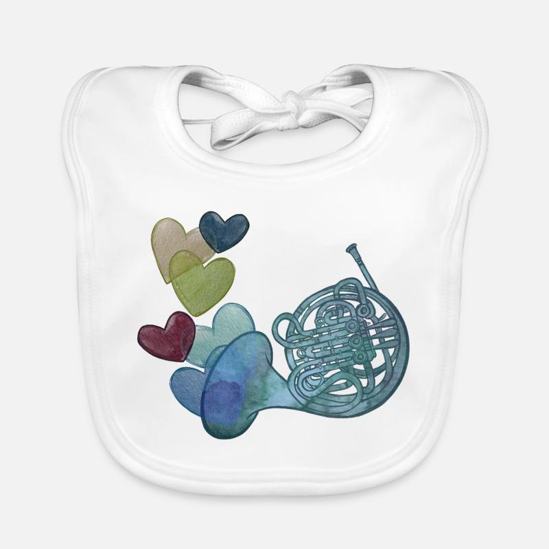 Herznote-Horn mit bunten Herzen Baby Bio-Lätzchen