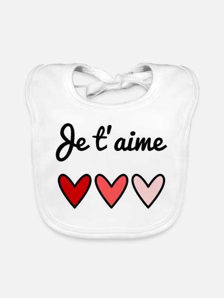 ICH LIEBE DICH. VALENTINSTAG. HERZ. LIEBE. LIEBE - Baby Bio-Lätzchen - Weiß - Vorne