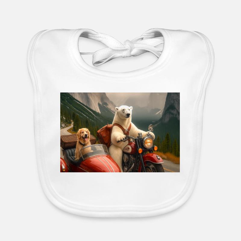 Nordic Motorcycle Adventure with Bear Organic Baby Bibs
