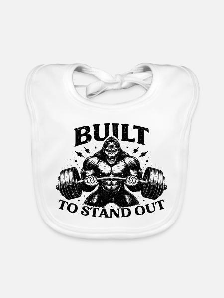 Built To Stand Out Gorilla GYM - Organic Baby Bibs - white - Front
