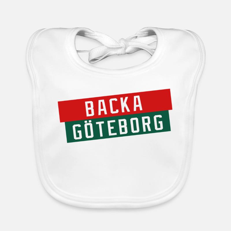 Backa Göteborg Diagonaltext - Baby Bio-Lätzchen - Weiß