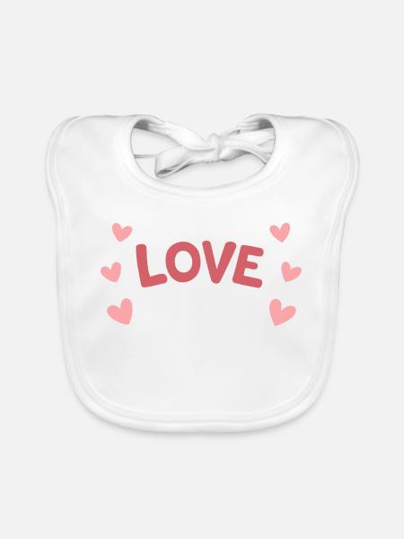 LOVE Pastel et Cœurs Enjoués - Bavoir bio Bébé - blanc - Devant