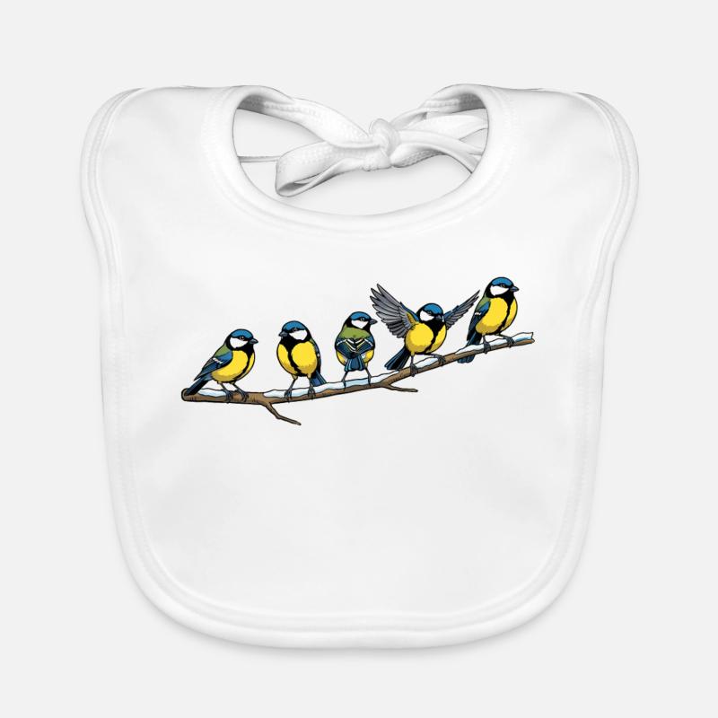 Blue flock on branch Organic Baby Bibs