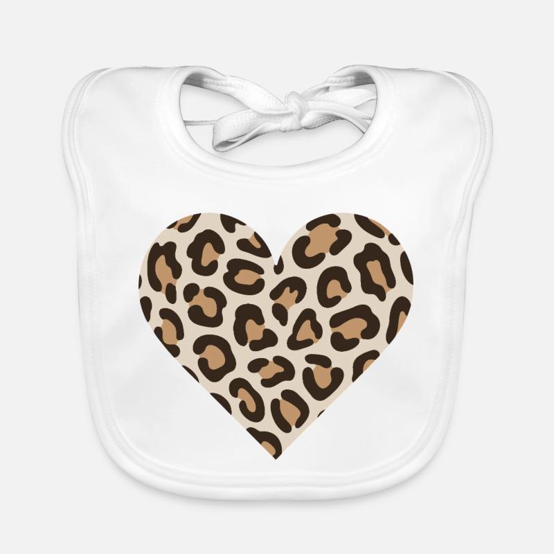 Leopard Heart Print Organic Baby Bibs