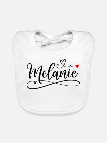 Melanie Name Vorname mit Herzchen  - Baby Bio-Lätzchen - Weiß - Vorne