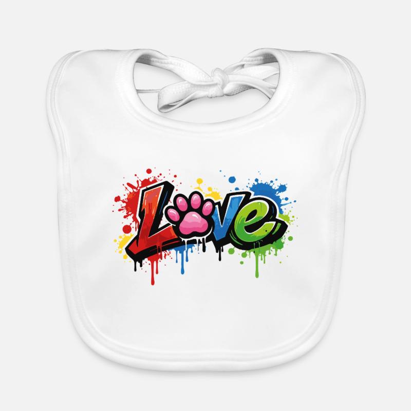 Love – Style graffiti avec patte de chat Bavoir bio Bébé