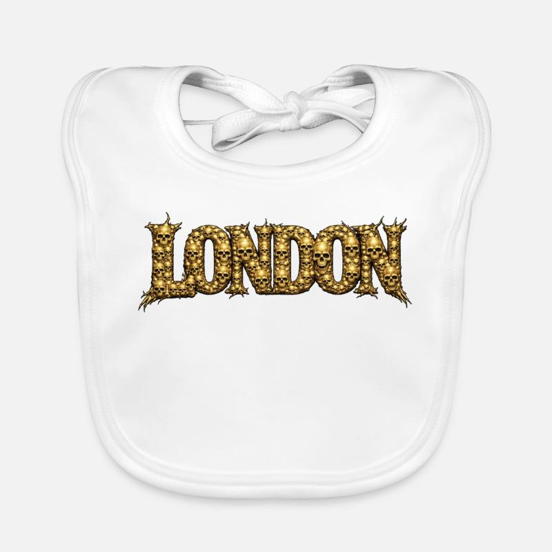 Golden Skull Font Organic Baby Bibs