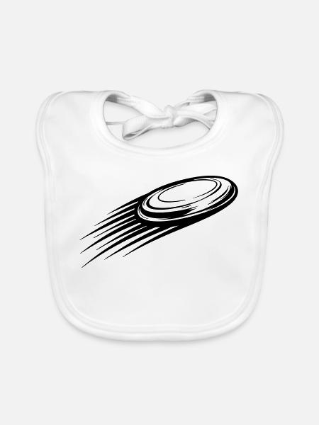 Wurfscheibe Bewegung Schwarz Symbol - Baby Bio-Lätzchen - Weiß - Vorne