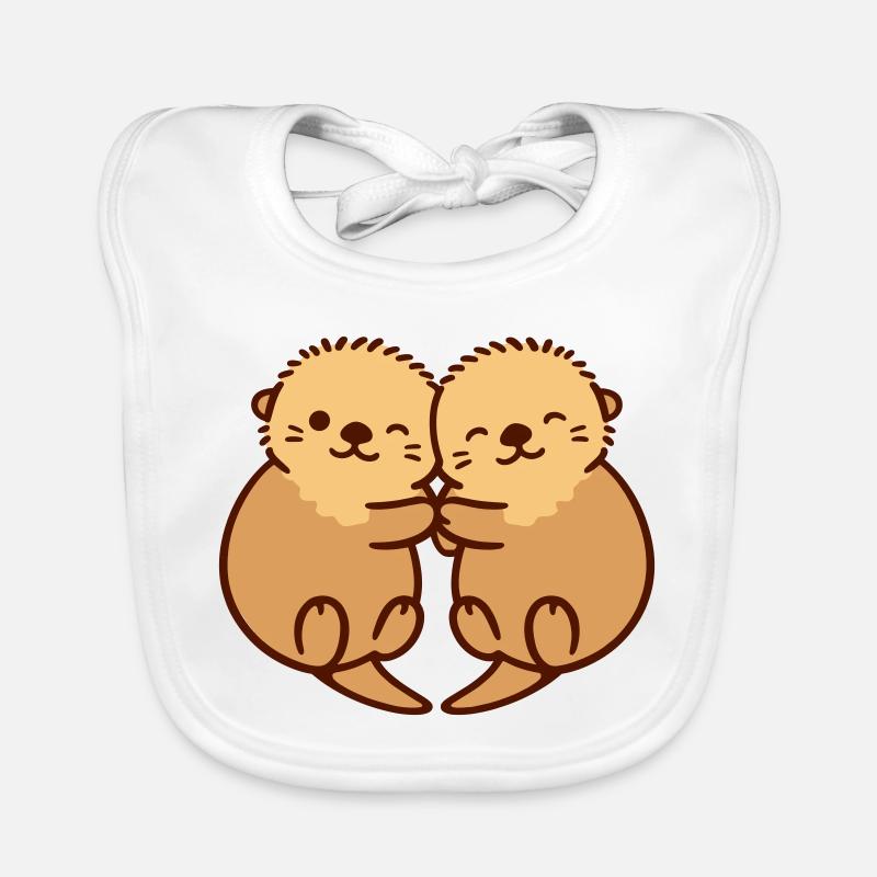 Otter Umarmung - Baby Bio-Lätzchen - Weiß