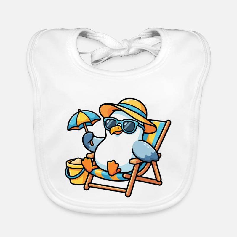 Sun-style beach penguin Organic Baby Bibs