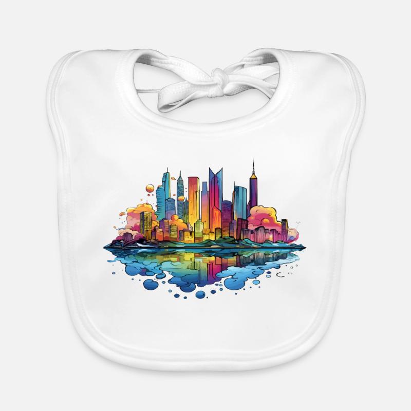 Bunte Skyline Reflektion Baby Bio-Lätzchen