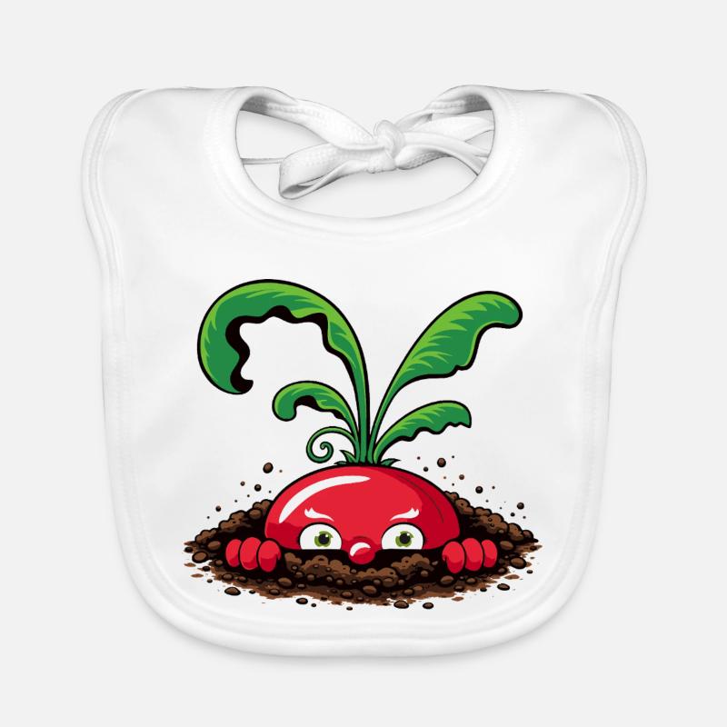 Neugieriges Radieschen aus der Erde  Baby Bio-Lätzchen