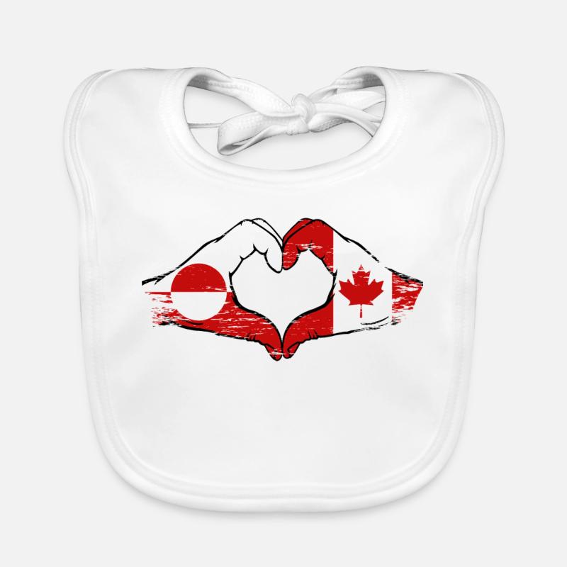 Mains du drapeau du Groenland, Canada, forme de cœur utilisée Bavoir bio Bébé