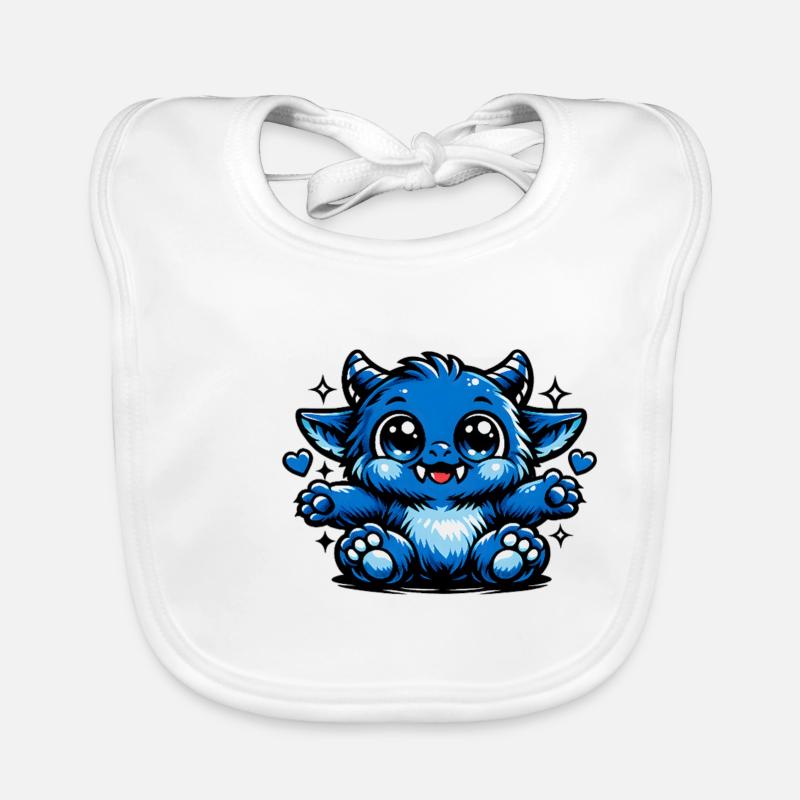 Blue Cuddly Dragon Comic Style Organic Baby Bibs