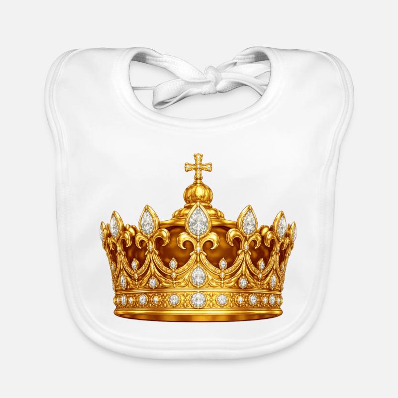 Golden crown with diamonds Organic Baby Bibs
