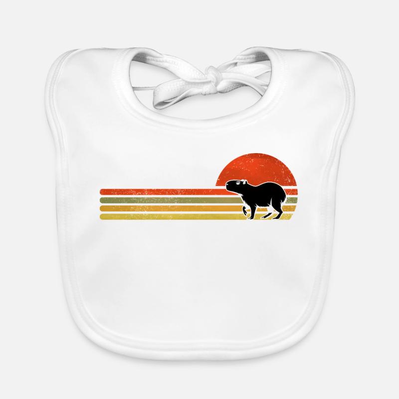 Retro Capybara Sunset Silhouette Organic Baby Bibs