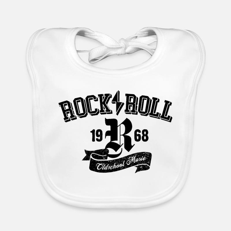 Conception du logo Rock and Roll Oldschool Bavoir bio Bébé