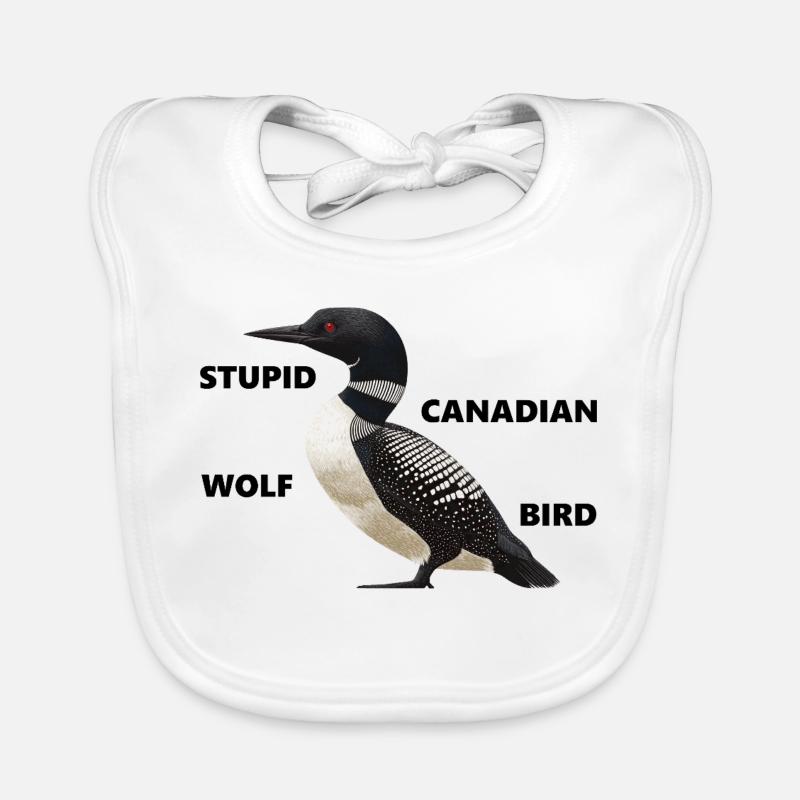 Loon - stupid canadian wolf bird Organic Baby Bibs