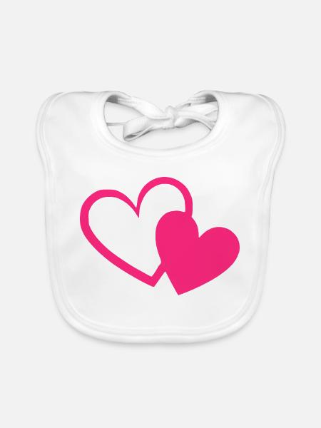 Valentine's Day Heart Pink Pink Gift Valentine's Day - Organic Baby Bibs - white - Front