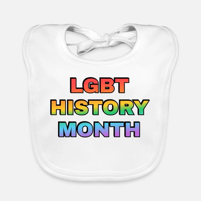 LGBT History Month Gradient Rainbow Text Organic Baby Bibs