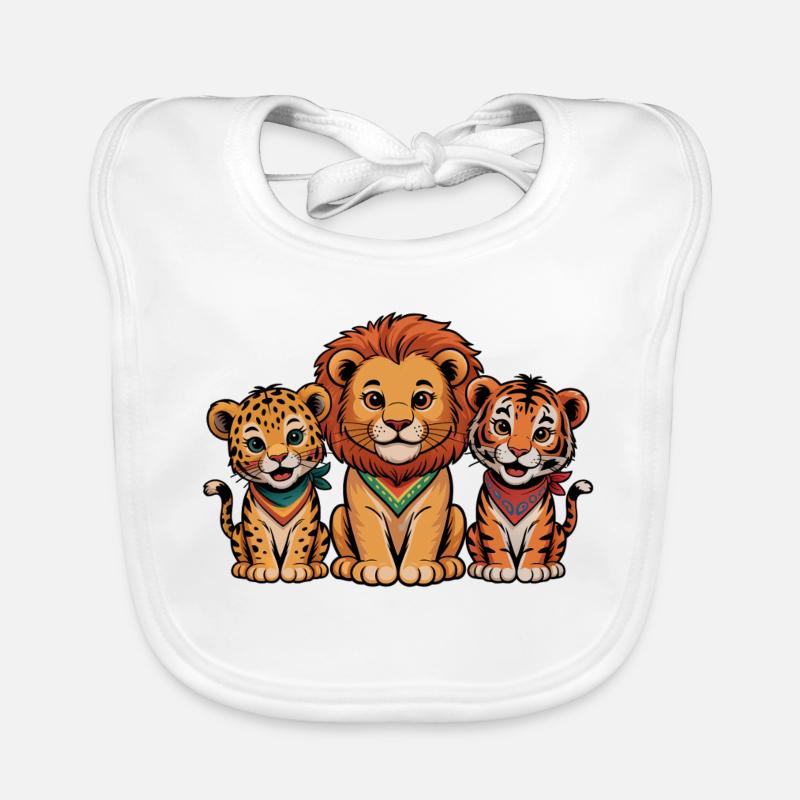 Amis Lion Tigre Léopard mignons Bavoir bio Bébé