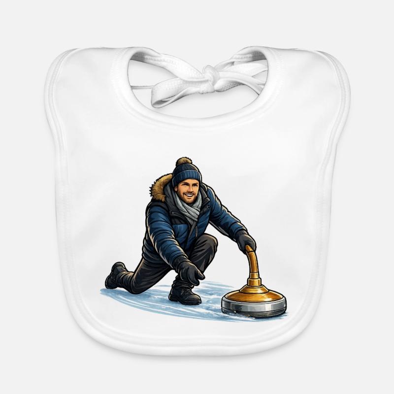 Winter Curling Power Organic Baby Bibs