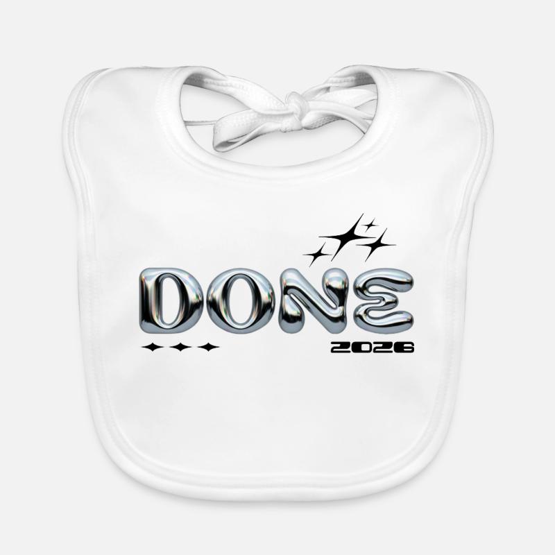 Chrome bubble letters DONE Organic Baby Bibs