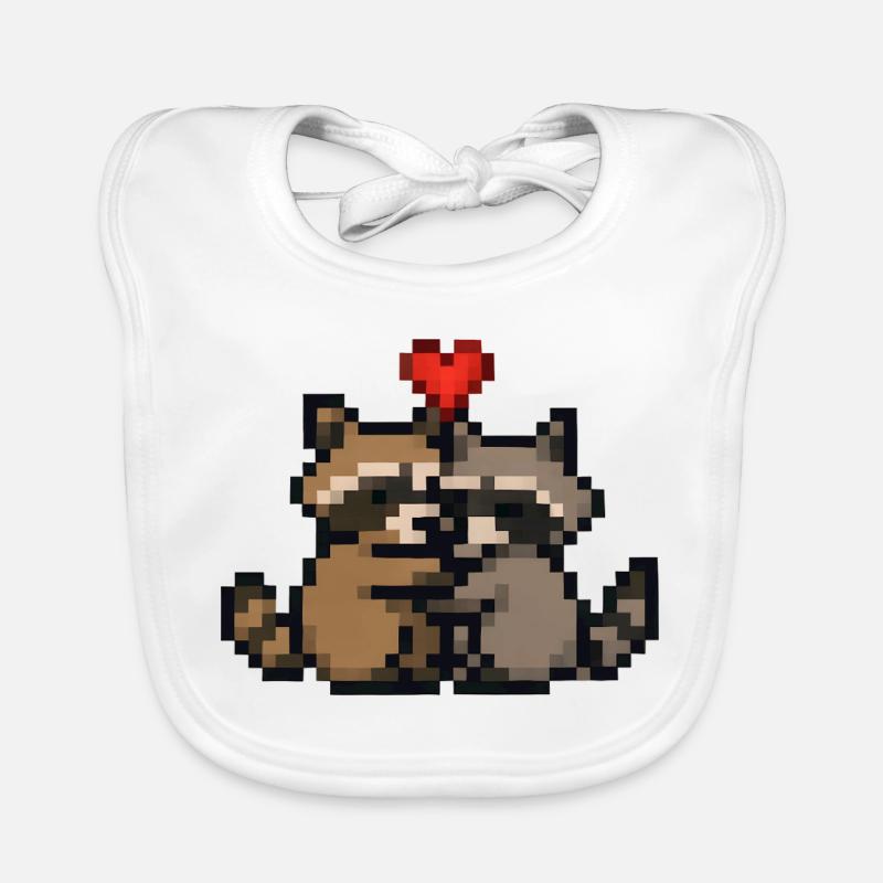 Pixelherz Waschbären Retro Pixelkunst Baby Bio-Lätzchen